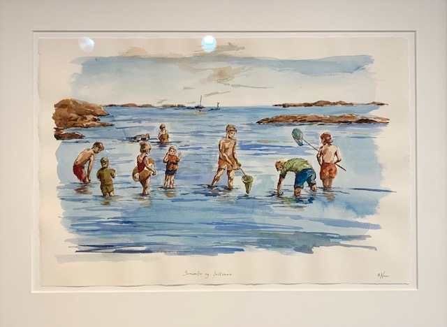 Sommerliv og Saltvann - akvarell original